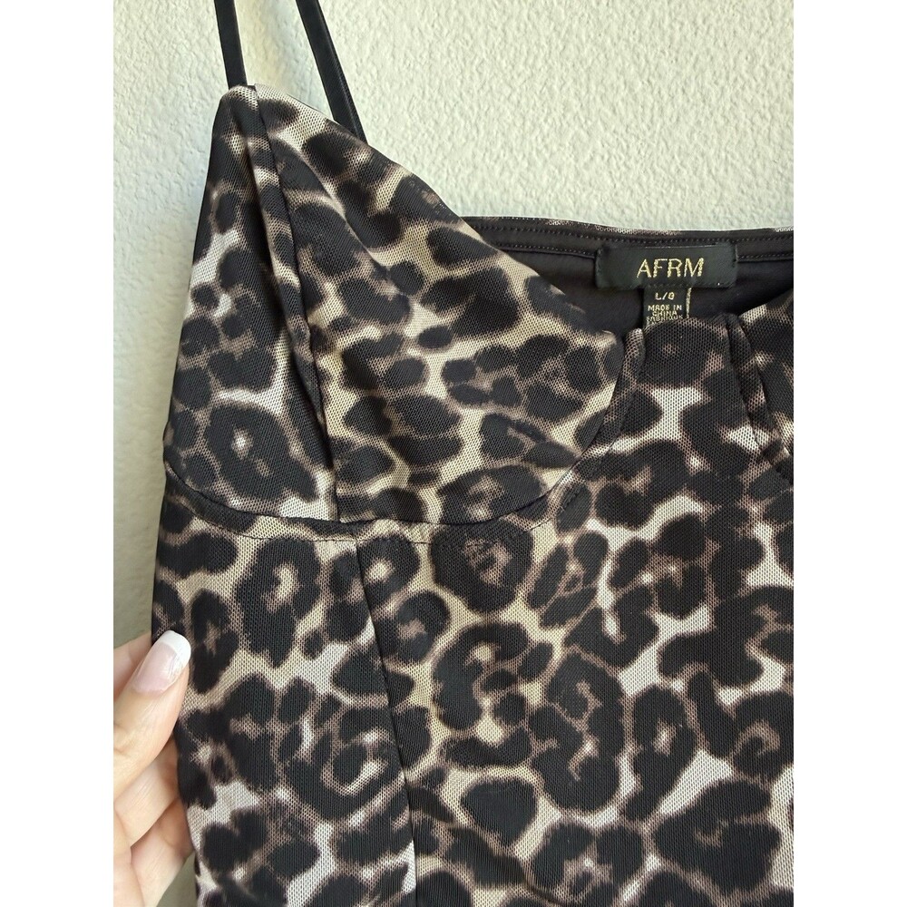 AFRM Womens Leopard Cami Style Bodysuit Bustier Size Large Adjustable Straps - Picture 3 of 14